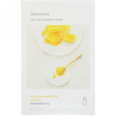 Innisfree, マイリアルスクイーズマスク、マヌカハニー、1枚、0.67 fl oz (20 ml) (Discontinued Item)