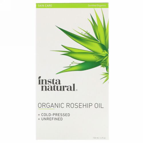 InstaNatural, オーガニックローズヒップオイル、100％純粋、コールドプレス・未精製、4 fl oz (120 ml) (Discontinued Item)