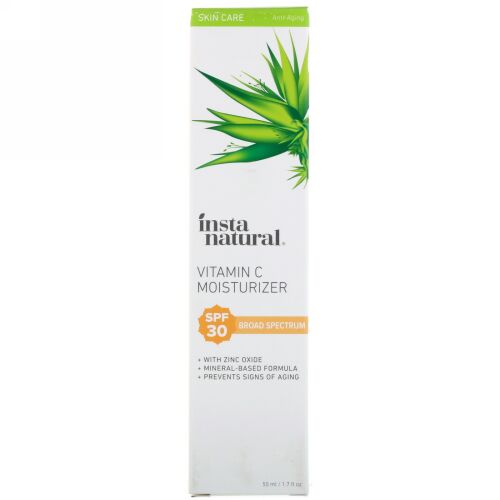 InstaNatural, ビタミンCモイスチャライザー、SPF 30、ナチュラルミネラル日焼け止め、50ml（1.7 fl oz） (Discontinued Item)