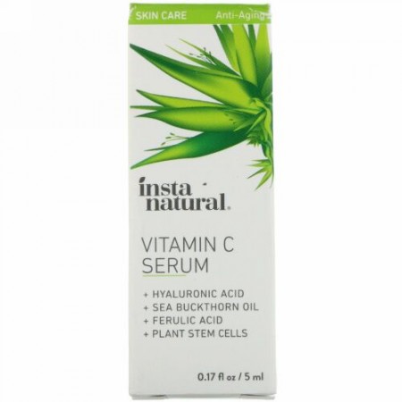 InstaNatural, Vitamin C Serum with Hyaluronic Acid + Ferulic Acid, Anti-Aging, 0.17 fl oz (5 ml) (Discontinued Item)