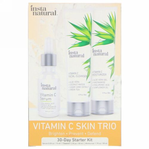 InstaNatural, ビタミンC・スキンケアトリオ、30日間スターターキット、フェイシャルケアの入門向け、3本セット Piece Kit (Discontinued Item)