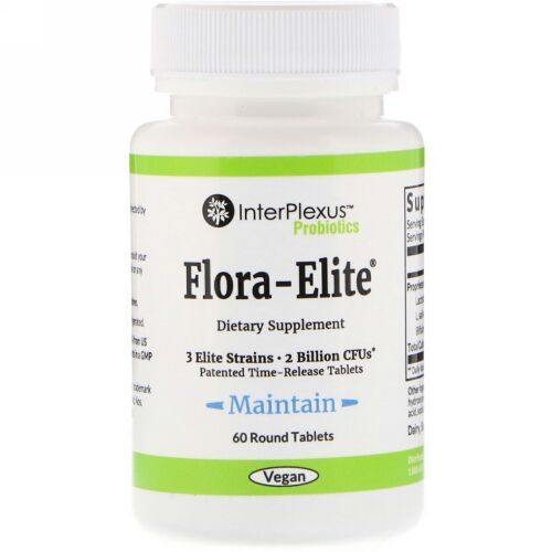 InterPlexus, Flora-Elite, 2 billion CFU's, 60 Round Tablets