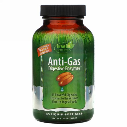 Irwin Naturals, アンチガス消化酵素、 リキッドソフトジェル 45 錠