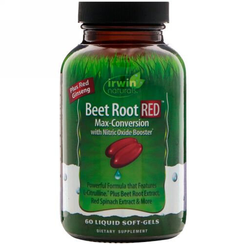 Irwin Naturals, ビーツルートRED、窒素酸化物ブースターによる最大変換、液体ソフトジェル60錠