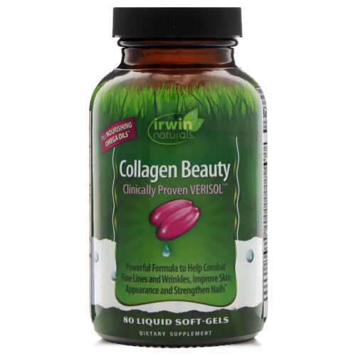 Irwin Naturals, コラーゲンビューティー、臨床試験済Verisol、80液体ソフトジェル