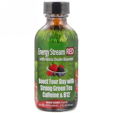 Irwin Naturals, NO（一酸化窒素）ブースター配合エナジーストリーム、ミックスベリー風味、2 fl oz (59 ml) (Discontinued Item)