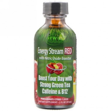 Irwin Naturals, NO（一酸化窒素）ブースター配合エナジーストリーム、ザクロとかんきつ類の風味、2 fl oz (59 ml) (Discontinued Item)