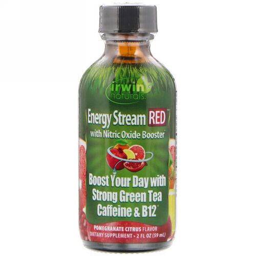 Irwin Naturals, NO（一酸化窒素）ブースター配合エナジーストリーム、ザクロとかんきつ類の風味、2 fl oz (59 ml) (Discontinued Item)