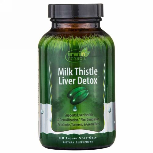 Irwin Naturals, ミルクシスル肝臓解毒液、液体ソフトジェル60錠