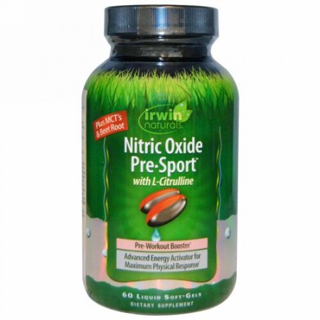 Irwin Naturals, 一酸化窒素 プレスポーツ、 60 リキッドソフト-ジェル (Discontinued Item)