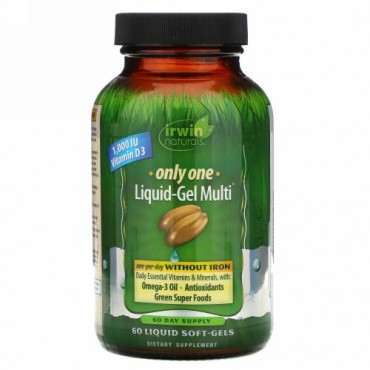Irwin Naturals, Only One, Liquid-Gel Multi, Without Iron, 60 Liquid Soft-Gels (Discontinued Item)
