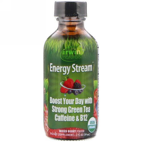 Irwin Naturals, オーガニック、エネルギーストリーム、ミックスベリーフレーバー、2液量オンス (59 ml) (Discontinued Item)