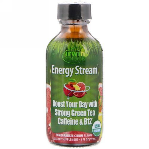 Irwin Naturals, オーガニック、エネルギーストリーム、ザクロシトラスフレーバー、2液量オンス (59 ml) (Discontinued Item)