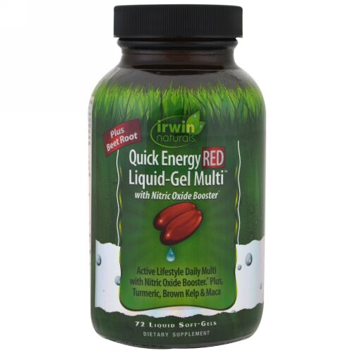 Irwin Naturals, クイックエナジー・レッドリキッドジェル・マルチ、液状ソフトジェル72粒 (Discontinued Item)
