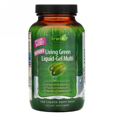 Irwin Naturals, ウーマンズリビンググリーン液体ジェルマルチ、 120液体ソフトジェル