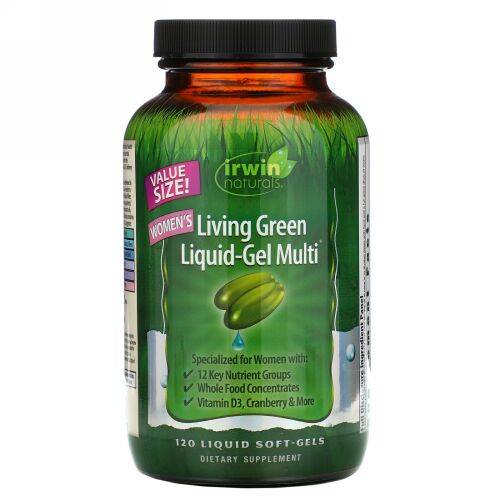Irwin Naturals, ウーマンズリビンググリーン液体ジェルマルチ、 120液体ソフトジェル