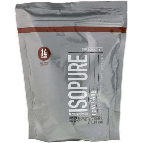 Isopure, 低炭水化物プロテインパウダー、ダッチチョコレート、1 ポンド (454 g)