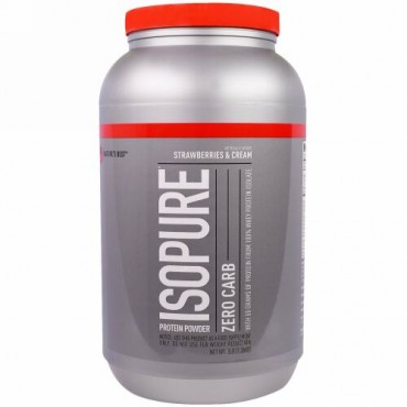 Isopure, ゼロカーボ、タンパク質粉末、ストロベリー＆クリーム、1.36kg（3ポンド）