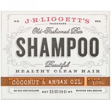 J.R. Liggett's, オールドファッションドシャンプーバー、ココナッツ＆アルガン油、99g（3.5オンス）