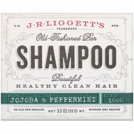J.R. Liggett's, Old Fashioned Shampoo Bar, Jojoba & Peppermint, 3.5 oz (99 g)