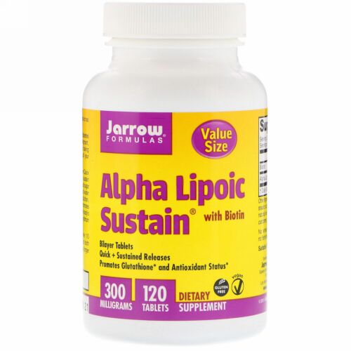 Jarrow Formulas, ビオチン配合α-リポ酸サステイン、300mg、120粒