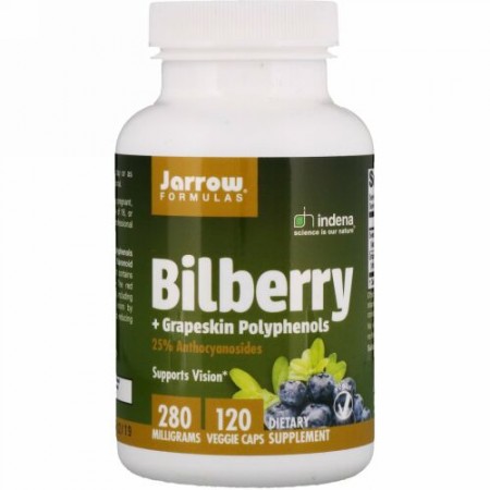 Jarrow Formulas, Bilberry + Grapeskin Polyphenols、280 mg、植物性カプセル 120粒