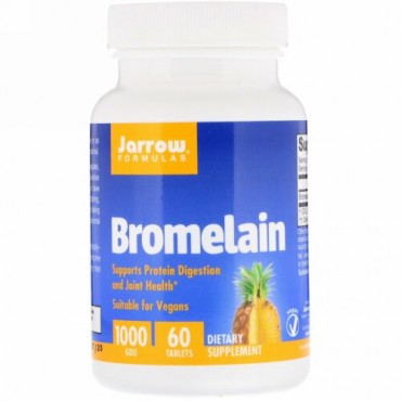 Jarrow Formulas, ブロメライン1000、500 mg,、60 Easy-Solv錠