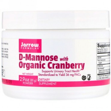 Jarrow Formulas, D-マンノースとオーガニックのクランベリー、2.9 oz (81 g)