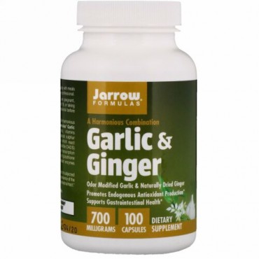 Jarrow Formulas, ニンニク＆ショウガ, 700 mg, カプセル 100粒