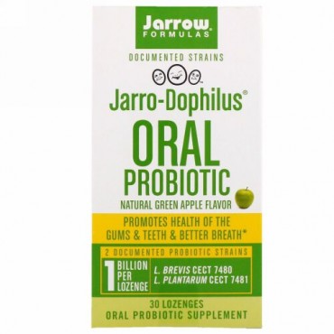 Jarrow Formulas, ジャロドフィルスオーラルプロバイオティクス、ナチュラルグリーンアップルフレーバー、30錠 (Discontinued Item)