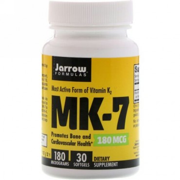 Jarrow Formulas, MK-7、生物活性型ビタミンK2、180mcg、ソフトジェル30粒