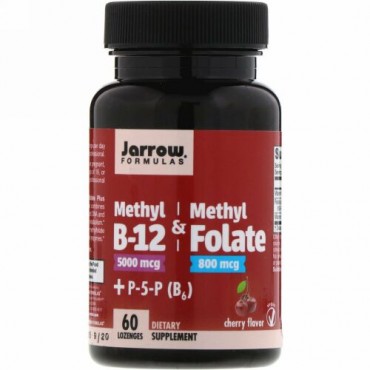 Jarrow Formulas, メチルB-12およびメチルフォレート、チェリー風味、60錠