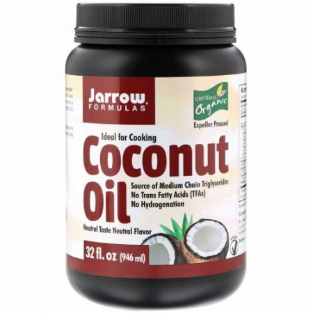 Jarrow Formulas, 認定された有機ココナッツオイル、圧搾プレス、32 oz (908 g)