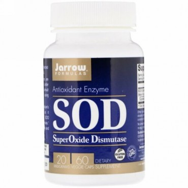 Jarrow Formulas, スーパーオキシド・ジスムターゼ（SOD）、20mg、60ベジキャップ