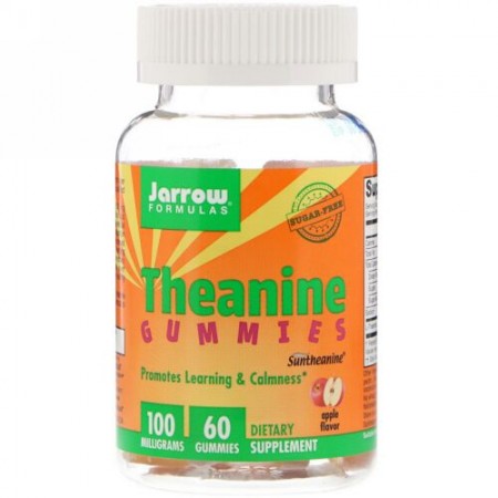 Jarrow Formulas, Theanine Gummies, Sugar Free, Apple Flavor, 100 mg, 60 Gummies