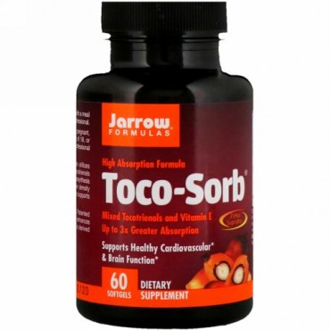 Jarrow Formulas, Toco-Sorb、トコトリエノールとビタミンEミックス、ソフトジェル 60粒