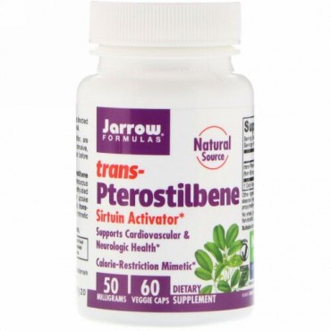 Jarrow Formulas, トランス-プテロスチルベン、50 mg、植物性カプセル60粒