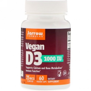 Jarrow Formulas, Vegan D3, 25 mcg (1,000 IU), 60 Veggie Caps (Discontinued Item)