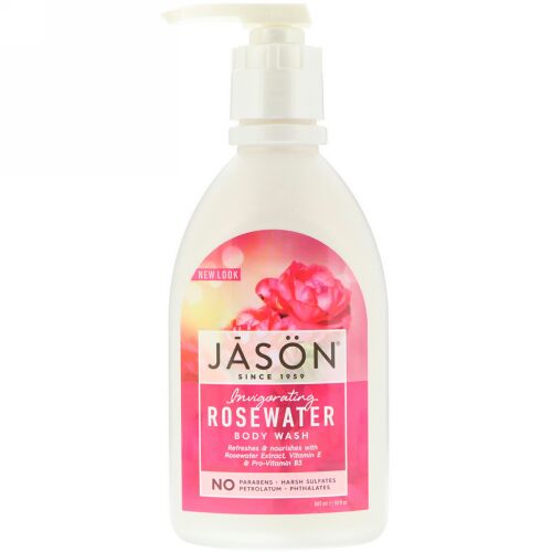 Jason Natural, ボディーウォッシュ、元気が出るローズウォーター、30 fl oz (887 ml)