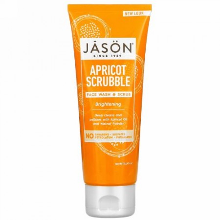 Jason Natural, ブライトニング・アプリコット・スクラブ、洗顔&スクラブ、4オンス (113 g)