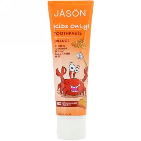 Jason Natural, キッズオンリー!歯磨き粉、オレンジ、 4.2オンス (119 g) (Discontinued Item)