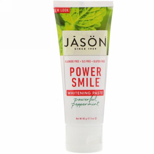 Jason Natural, パワースマイル、ホワイトニングペースト、パワフルペパーミント、3オンス（85 g）