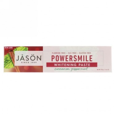 Jason Natural, パワースマイル®, 歯垢予防 & ホワイトニング歯磨き粉, シナモン パワーミント, 6 オンス (170 g) (Discontinued Item)
