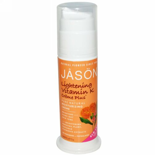 Jason Natural, ピュア・ナチュラル・モイスチャライジングクリーム, ライトニング ビタミンK クリーム・プラス, 2  オンス (57 g) (Discontinued Item)