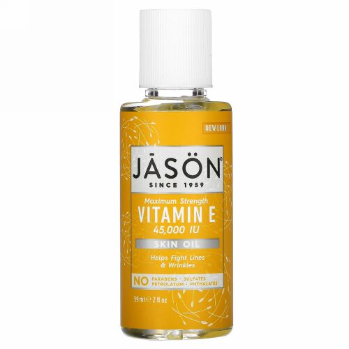 Jason Natural, 純天然スキンオイル, 最大限度のビタミンE, 45,000 IU, 2液量オンス (59 ml)