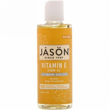 Jason Natural, ビタミンEスキンオイル、5,000 IU、4液量オンス (118 ml)