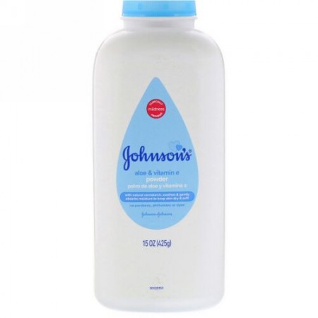Johnson & Johnson, Baby Powder, Aloe & Vitamin E, 15 oz (425 g) (Discontinued Item)