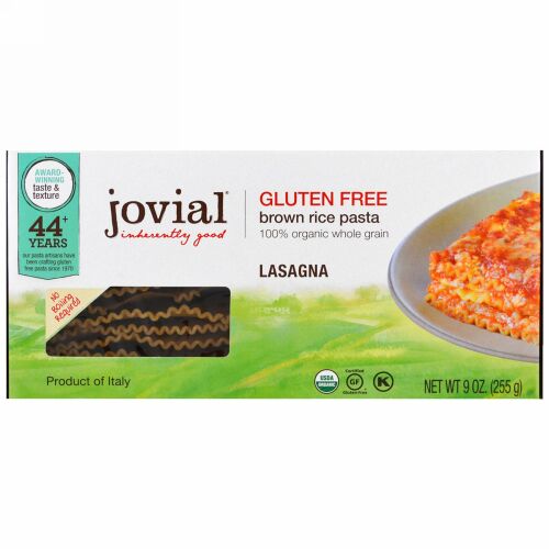 Jovial, オーガニックブラウンライスパスタ、ラザニア、9 oz (255 g) (Discontinued Item)