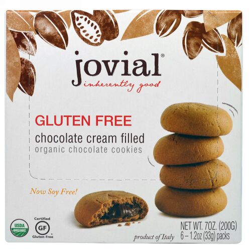 Jovial, オーガニック・チョコレートクッキー、チョコレートクリーム入り、グルテンフリー、1.2オンス（33g）6パック