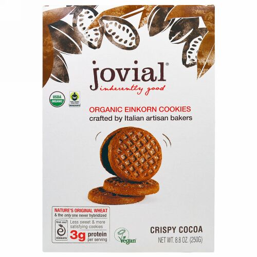 Jovial, オーガニック・ヒトツブコムギクッキー、クリスピーココア、8.8オンス（250g）